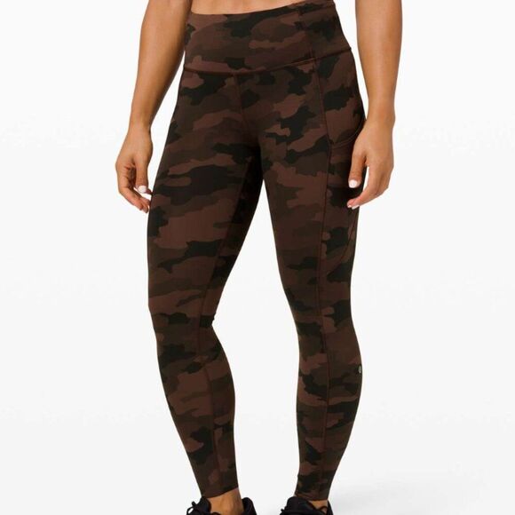 Lululemon Fast and Free Tight II 25", Heritage 365 Camo Brown Earth, size 6 - Picture 1 of 7